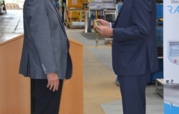 Mister Frédéric VEAUX, Prefect of Mayenne (right) grants with the medal of Commander of the Order of Agricultural Merit to Mister Michel BOITTIN (left).