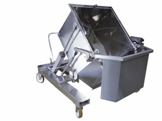 Tip-up tank for complete harvesting